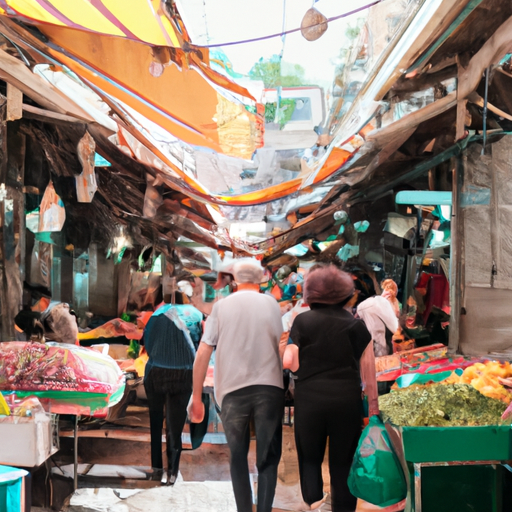 1. A bustling scene of Mahane Yehuda Market with vendors selling a variety of fresh produce and local delicacies.